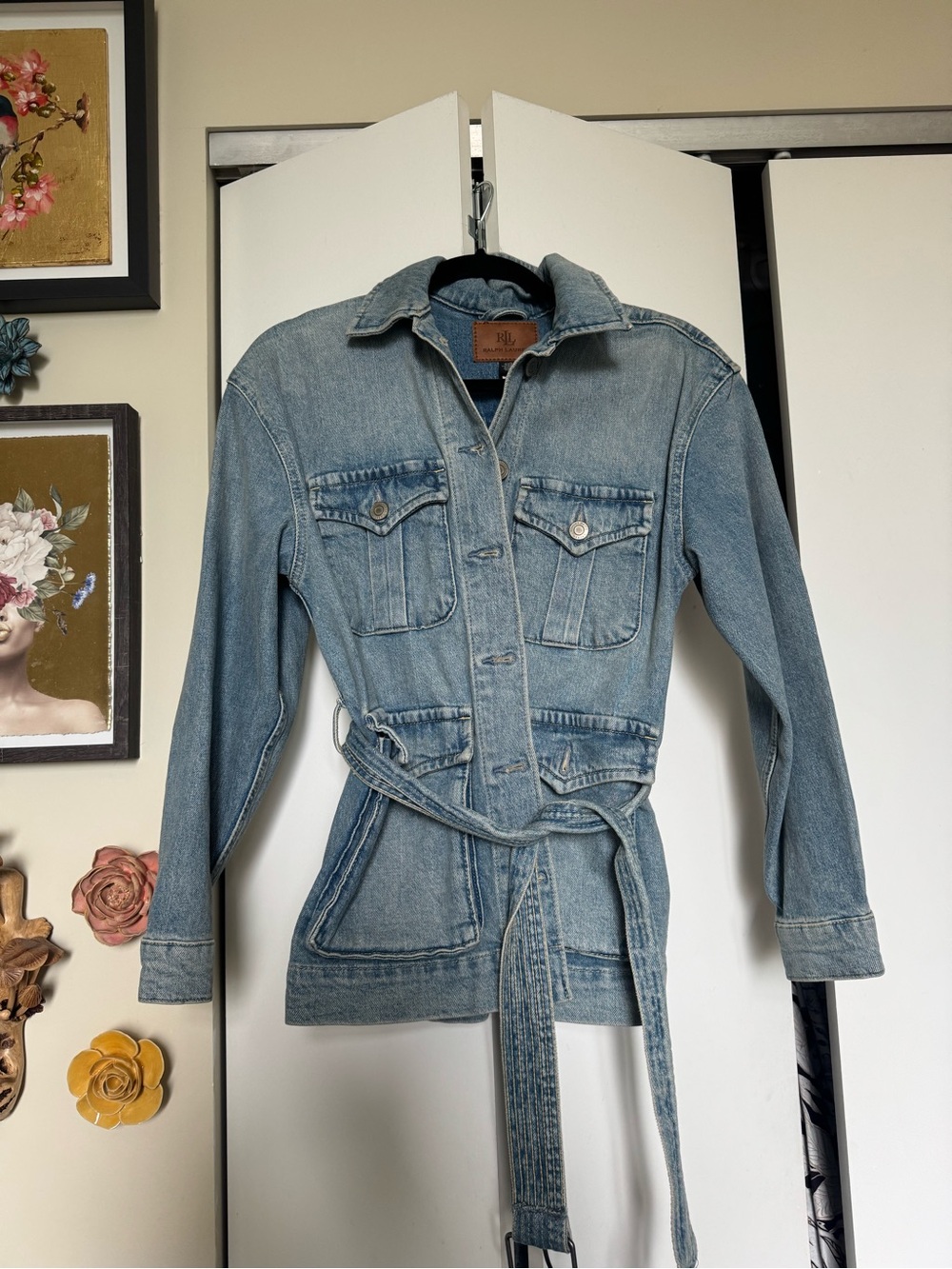 Ralph Lauren Light Blue Denim Belted Jacket